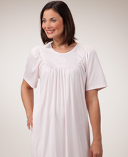 Short Sleeve Cotton Knit  Night gown in Blue, White & Pink 