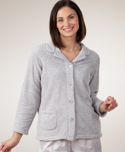 Sale - Stan Herman Mandarin Collar Bed Jacket - Grey Heather