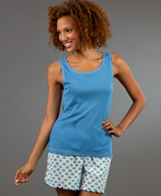 ComfySleep Wildbleu Hot Flash Pajamas in Twilight Tank with Daisy Print Shorty PJs