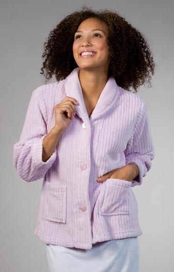 Angel Fleece Bed Jacket Ribbed in Lilac