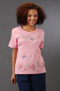 Special Plus Size Alfred Dunner Cotton Short Sleeve Top - Butterfly Pink