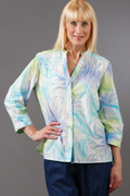 Plus Alfred Dunner Cotton-Rich 3/4 Sleeve Casual Woven Shirt  -  Watercolor Blooms Print