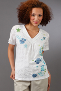 Alfred Dunner Cotton-Rich Short Sleeve Top -  Burnout Tropical Fish