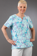 Plus Alfred Dunner Cotton Short Sleeve Casual Top -  Aqua Blooms Print