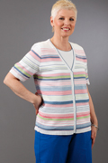 Special - Plus Size Alfred Dunner Women's Twinset-look Stripe Sweater - White Multi