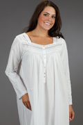 Eileen West Plus Size Sleepwear - Exclusive Cotton Lawn Nightgown Long Sleeve in White