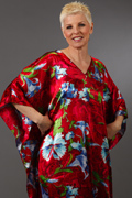Satin Charmeuse Caftan - One Size in Scarlet Lily