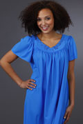 Plus Size Miss Elaine Classics Nylon Waltz Nightgown - Royal Blue, Soft Pink