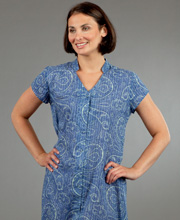 SALE - April Cornell Dress Cotton Mid-Length Dress - Blue Paisley