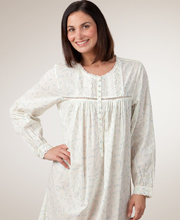 Last Ones Size L & XL - Eileen West Gown - Long Sleeve Cotton Lawn Ballet Nightgown in Sweet Pea Print