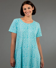 Plus Size La Cera "Easy Fit" Knit A-Line Dress - Turquoise Floral