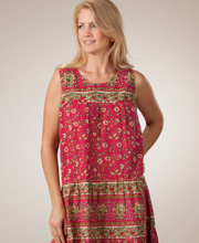 Plus Size Dress 1X to 4X ''Easy Fit'' by La Cera 100% Cotton Sleeveless - Cherry Paisley Print