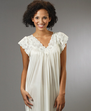 Plus Shadowline Silhouette Flutter Sleeves Long Nightgown - Ivory