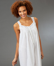 Plus Eileen West Sleeveless Cotton Ballet Nightgown - Navy Polka Dot