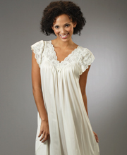 Shadowline Silhouette Flutter Sleeves Long Nightgown - Ivory