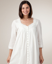 Eileen West Button-Front Robe Cotton Lawn in Whipped Cream
