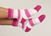 Karen Neuburger Fleecy Lounge Socks (No Grippers) - Rose Stripe