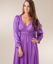 Shadowline Silhouette Robe/Gown Peignoir Set - Purple
