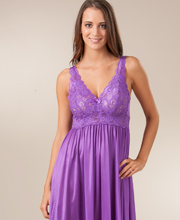 Plus Shadowline Silhouette Sleeveless Long Nightgown - Purple