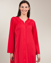 Plus Shadowline Petals Long Sleeves Long Robe - Red