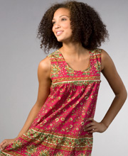 La Cera Dresses - Cotton Sleeveless Dress in Cherry Paisley Print