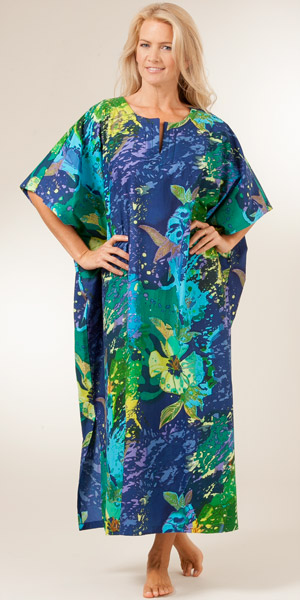 One Size Fits Most! 100% Cotton Caftan by Peppermint Bay - Tropical Burst