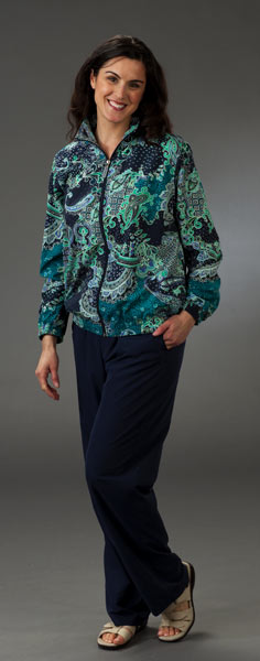 Clearance - Koret Sport Paisley Zip Front Jacket and Navy Drawstring Pants