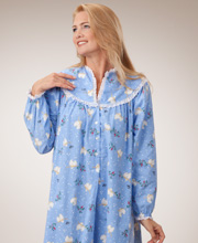 Last Ones S & L - Long Blue Dove Gown - Lanz Flannel Nightgowns 