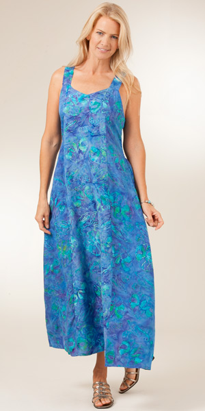 Plus Bali Batiks Sleeveless Maxi Sun Sweetheart Dress - Island Keys Print