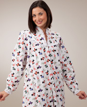 Sale Scottie Dog Print Lanz Classic Cotton Flannel V-Neck Ballet Gown