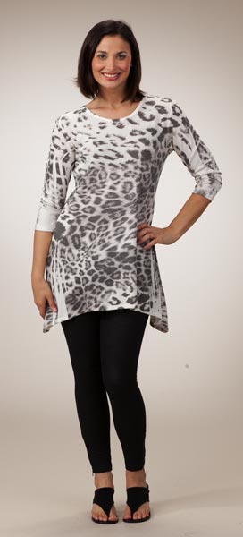 Plus Size Jess & Jane Hacci Sweater Knit Tunic  for Women - Leopard