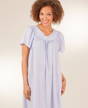 Sale - Shadowline Petals Peri Flutter Sleeves Long Nylon Nightgown