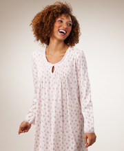 Special - Carole Hochman Long Sleeve 100% Cotton Nightgown - Pale Pink Floral