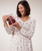 Carole Hochman 100% Cotton Long Sleeve Ballet Nightgown - Cottage Rose on White