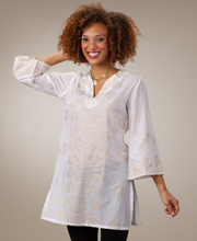 Sale - Peppermint Bay Semi-Sheer Cotton Tunic in Cleo White