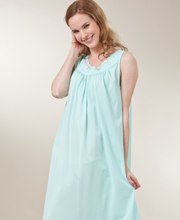 Plus Shadowline Petals Sleeveless Waltz Nightgown - Seafoam