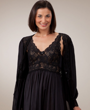 Plus Shadowline Silhouette Gown/Robe Peignoir Set - Black