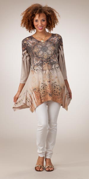 Sweater Tunics for Women - Hacci Knit Tunic in Adobe Dusk