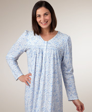 Last Ones Size M & L - Cotton Long Sleeve Ballet Aria Blue Ditsy on Ivory Gown
