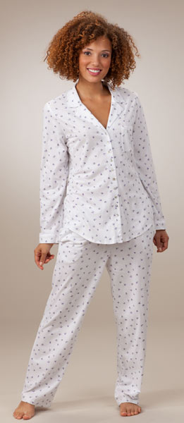 Sale - Eileen West  Pajamas - Cotton Knit Long Sleeve - Sweet Violets