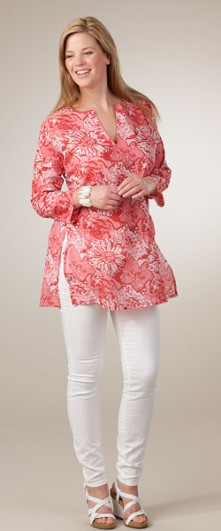 Cotton Tunic Top - Semi-Sheer - Pink Sands