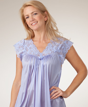 Plus Shadowline Silhouette Flutter Sleeves Long Nightgown - Peri Frost