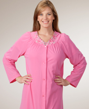 Plus Shadowline Petals Long Sleeves Long Robe - Rosy Pink