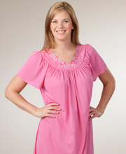 Sale - Shadowline Petals Flutter Sleeves Long Rosy Pink Night Gown