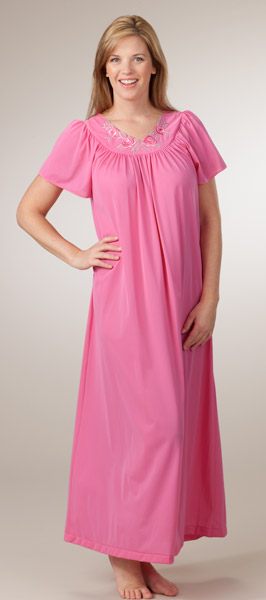 Sale - Shadowline Petals Flutter Sleeves Long Rosy Pink Night Gown