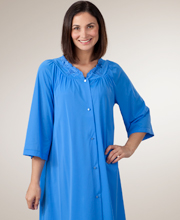 Shadowline Robes - Nylon 3/4 Sleeves Waltz Petals Robe in Sapphire