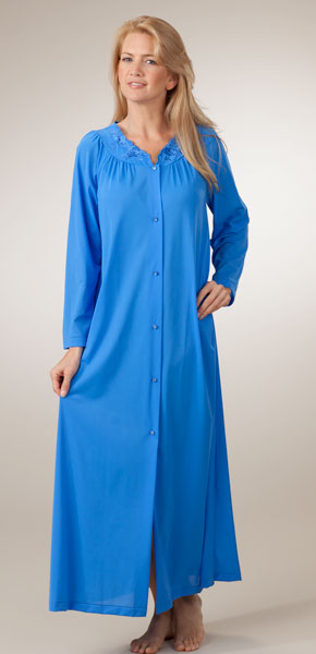 Women's Robe by Shadowline - Sapphire Petals Long Sleeves Long Robe