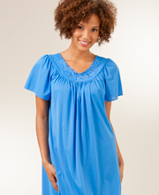 Sapphire Shadowline Petals Flutter Sleeves Night Gown in Waltz Length