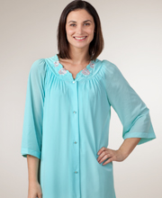 Shadowline Petals 3/4 Sleeves Waltz Night Robe in Seafoam