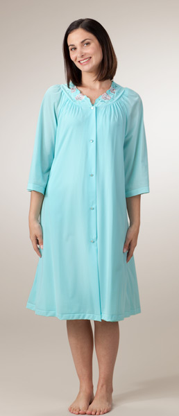 Shadowline Petals 3/4 Sleeves Waltz Night Robe in Seafoam